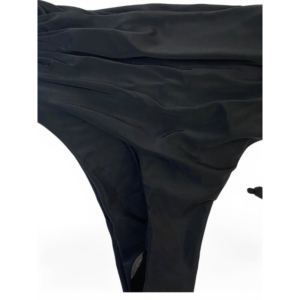 NWT SHEIN Black Bandeau Bikini Set High Waist Ruched Adjustable Straps Size S - Picture 7 of 9